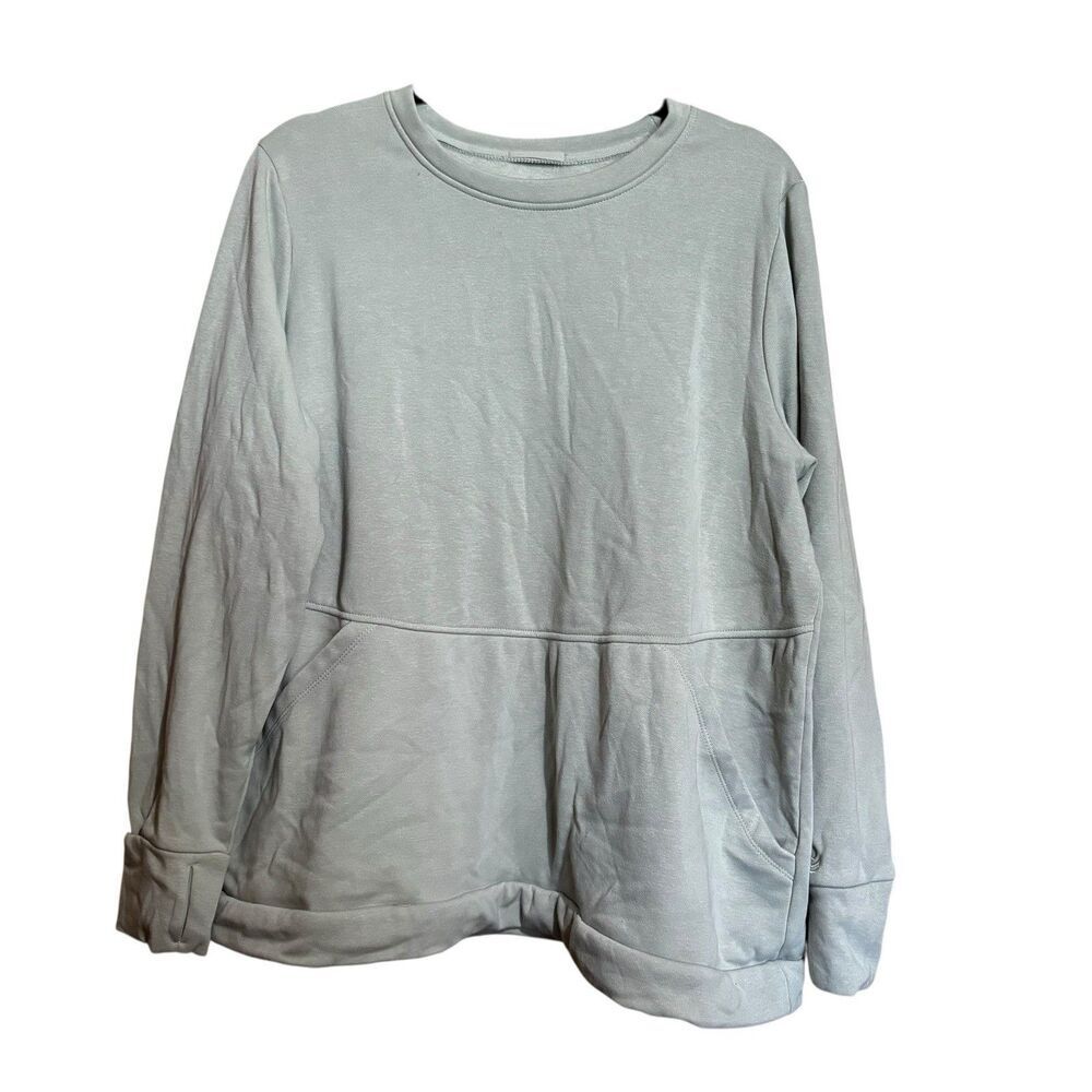 Cuddl Duds Sweatshirt Women 1X Blue Stretch Pockets Pullover Soft Blouse